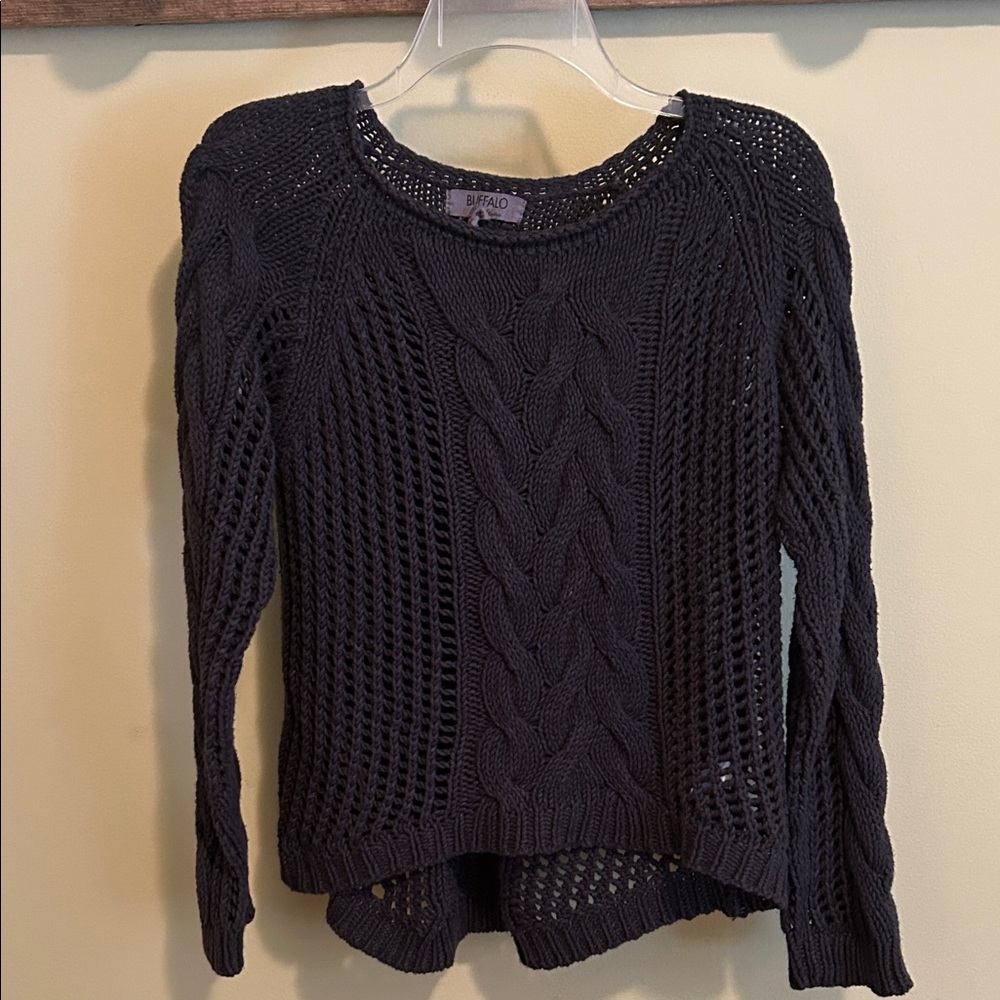 Buffalo David Bitton Black Cable Knit Sweater Medium